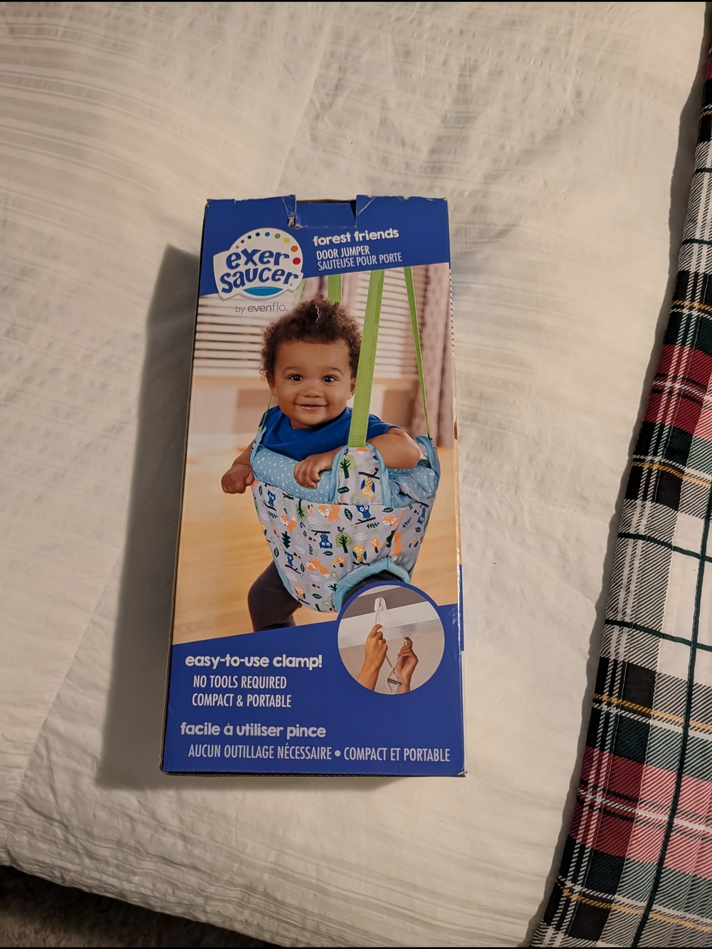 Evenflo ExerSaucer Forest Friends Door Jumper - Blue Pattern